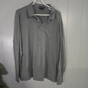 Lands End Long Sleeve Polo Mens XXL Gray 100% Supima Cotton Solid Classic Fit